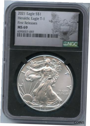 ڶ/ʼݾڽա ƥ    [̵] 2021 American Silver Eagle 1 Oz NGC MS69 Type 1 T-1 Certified $1 Coin - JN868