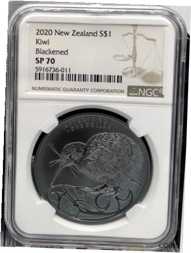  アンティークコイン コイン 金貨 銀貨  2020 New Zealand $1 Kiwi Blackened Specimen 1 oz Silver Coin - NGC SP 70