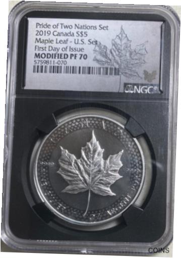  アンティークコイン 銀貨 2019 Canada $5 1oz Silver Maple Leaf Pride Two Nations NGC Modified PF 70 FDOI  #sot-wr-012151-140