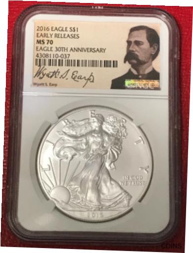 ڶ/ʼݾڽա ƥ  WYATT EARP LABEL NGC MS70 ER 2016 SILVER AMERICAN EAGLE COIN-MAR455 [̵] #sct-wr-012154-783