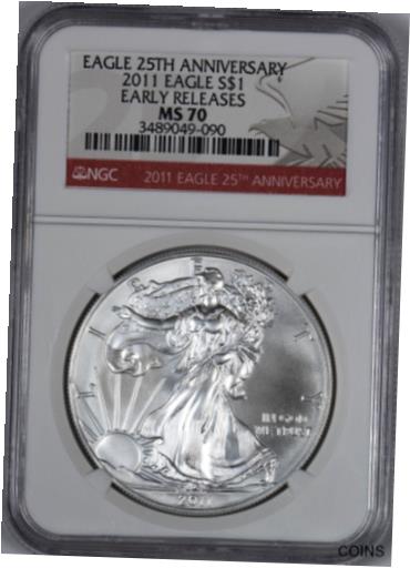 【極美品/品質保証書付】 アンティークコイン コイン 金貨 銀貨 [送料無料] 2011 American Silver Eagle NGC MS70 - Early Releases - 25th Anniversary Label
