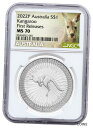 2022 P オーストラリア シルバー カンガルー 1 オンス シルバー $1 NGC MS70 FR 限定カンガルー2022 P Australia Silver Kangaroo 1 oz Silver $1 NGC MS70 FR Exclusive Kangaroo