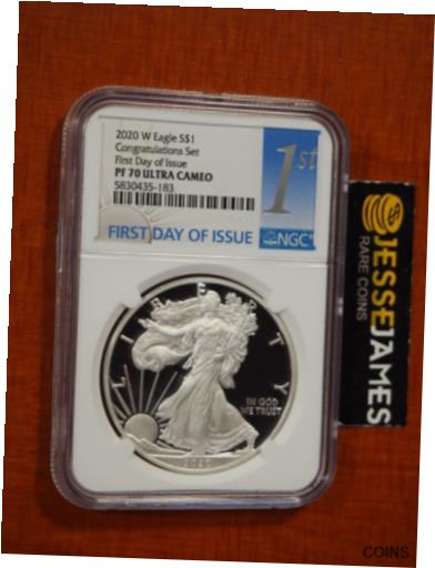 yɔi/iۏ؏tz AeB[NRC RC   [] 2020 W PROOF SILVER EAGLE NGC PF70 FIRST DAY OF ISSUE FROM CONGRATULATIONS SET