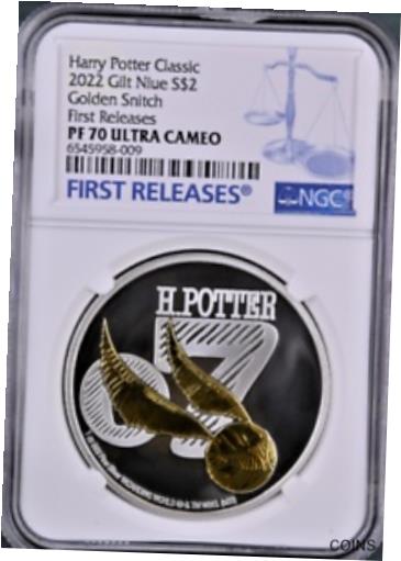  アンティークコイン コイン 金貨 銀貨  2022 Niue Harry Potter Golden Snitch 1 oz Silver $2 Coin NGC PF70 UCam FR