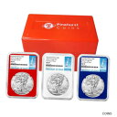 yɔi/iۏ؏tz AeB[NRC RC   [] 2022-W Burnished $1 American Silver Eagle 3pc Set NGC MS70 FDI First Label Red W