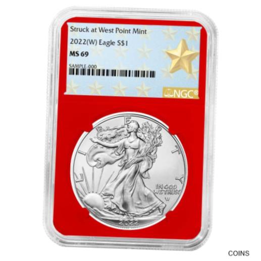 yɔi/iۏ؏tz AeB[NRC RC   [] 2022 (W) $1 American Silver Eagle NGC MS69 West Point Star Label Red Core