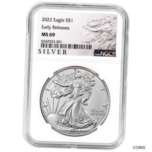 楽天金銀プラチナ　ワールドリソース【極美品/品質保証書付】 アンティークコイン コイン 金貨 銀貨 [送料無料] 2022 American Silver Eagle - NGC MS69 Early Releases ALS Label