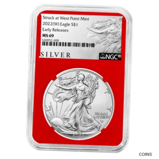 楽天金銀プラチナ　ワールドリソース【極美品/品質保証書付】 アンティークコイン コイン 金貨 銀貨 [送料無料] 2022 （W） $1 American Silver Eagle NGC MS69 ER ALS Label Red Core