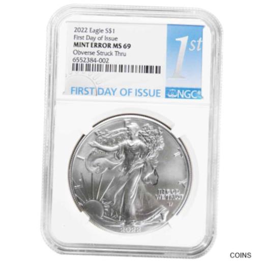 【極美品/品質保証書付】 アンティークコイン コイン 金貨 銀貨 [送料無料] 2022 $1 American Silver Eagle NGC MS69 FDI First Label Mint Error Obverse Strike 1