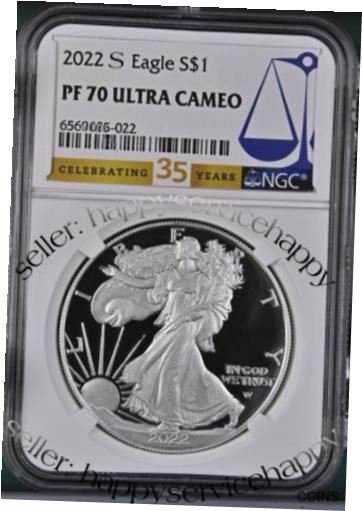  アンティークコイン コイン 金貨 銀貨  2022 S PROOF SILVER EAGLE, NGC PF70 UC FIRST RELEASES : 35th year Anniversary *