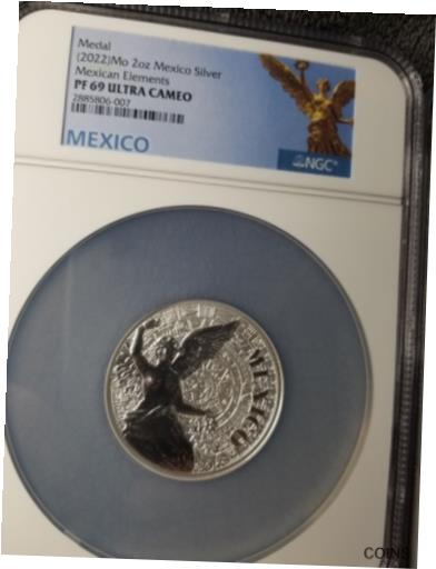  アンティークコイン コイン 金貨 銀貨  2022 Elementos mexicanos 2 oz . Ngc pf69