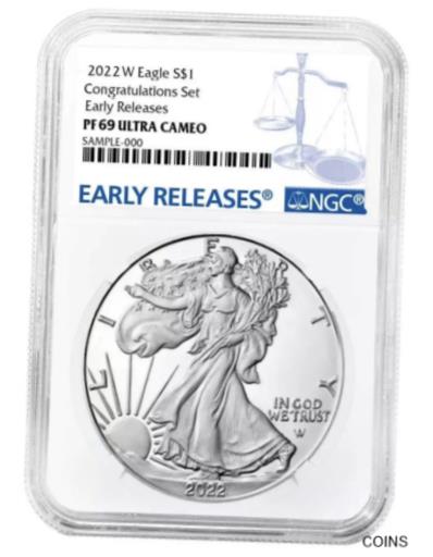  アンティークコイン コイン 金貨 銀貨  2022 W Proof $1 American Silver Eagle Congratulations Set NGC PF69 ER - PRESALE