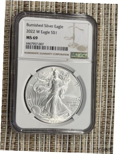  アンティークコイン コイン 金貨 銀貨  2022 W Burnished American Silver Eagle Type 2 NGC MS69 Brown Label - In Hand