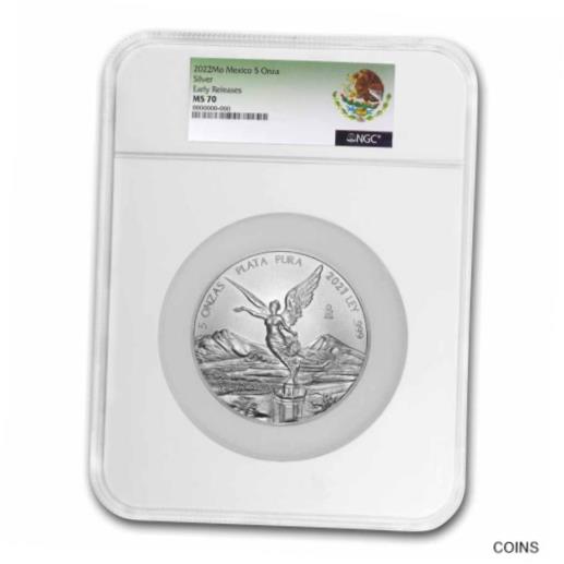  アンティークコイン コイン 金貨 銀貨  2022 Mexico 5 oz Silver Libertad MS-70 NGC (Early Release) - SKU#257178