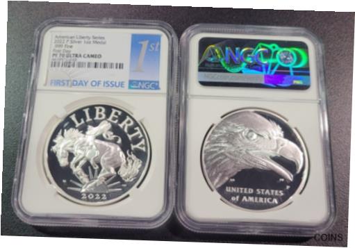  アンティークコイン コイン 金貨 銀貨  2022-P NGC PF70 American Liberty 1 oz Silver Proof Medal FDI, FIRST DAY ISSUE %