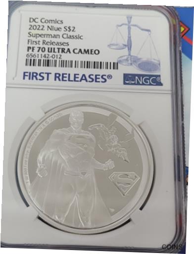  アンティークコイン コイン 金貨 銀貨  2022 NUIE S$2 SUPERMAN CLASSIC PF70 ULTRA CAMEO DC comics