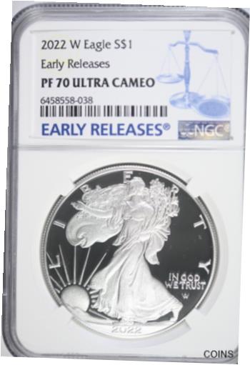  アンティークコイン コイン 金貨 銀貨  2022 W Proof American Silver Eagle Early Releases 1oz Silver Coin NGC PF 70 UC