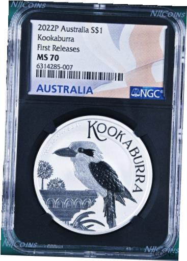 yɔi/iۏ؏tz AeB[NRC RC   [] 2022 Australia Silver Kookaburra NGC MS70 $1 1oz Coin Flag FR Black Core Label