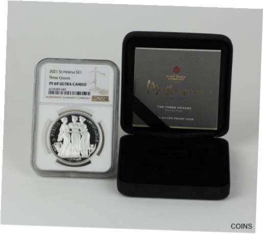  アンティークコイン コイン 金貨 銀貨  2021 St. Helena ?1 Silver Three Graces NGC PF-69 Ultra Cameo