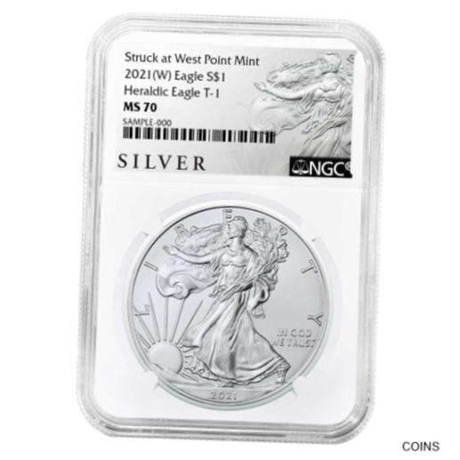 楽天金銀プラチナ　ワールドリソース【極美品/品質保証書付】 アンティークコイン コイン 金貨 銀貨 [送料無料] 2021 （W） $1 Type 1 American Silver Eagle NGC MS70 ALS Label
