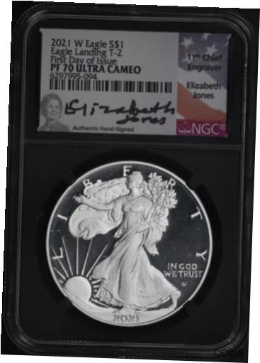 ڶ/ʼݾڽա ƥ    [̵] 2021-W Eagle Landing Type 2 Silver Eagle NGC PF-70UC FDOI Black Core Jones Sign.