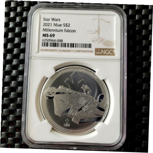 【極美品/品質保証書付】 アンティークコイン 銀貨 2021 Niue STAR WARS Millennium Falcon NGC MS69 Graded SILVER 1oz COIN LF015 [送料無料] #sct-wr-012168-4785