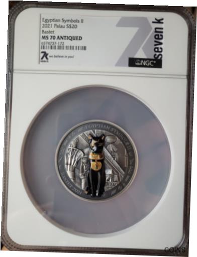  アンティークコイン コイン 金貨 銀貨  Egyptian Symbols II Bastet 3 oz Silver Coin 2021 MS70 - 7k metals