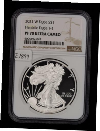 【極美品/品質保証書付】 アンティークコイン コイン 金貨 銀貨 [送料無料] 2021-W T-1 - 1 oz Silver Eagle - Proof - Type 1 Heraldic - NGC PF 70 UC - E1899 1