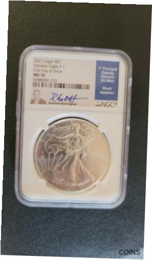 yɔi/iۏ؏tz AeB[NRC RC   [] 2021 Silver Eagle Business Strike Type 1 NGC MS70 FDOI Jepson Signature Label