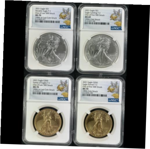 【極美品/品質保証書付】 アンティークコイン 2021 AMERICAN GOLD SILVER EAGLE DUSK DAWN 4 COIN SET MS69/MS70 190TH [送料無料] #ccf-wr-012168-713