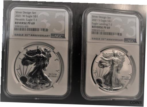 yɔi/iۏ؏tz AeB[NRC RC   [] 2021 S & 2021 W Reverse Proof Silver Eagles from The Silver Design Set