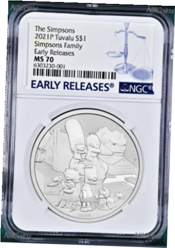 【極美品/品質保証書付】 アンティークコイン 銀貨 2021 Simpsons Family Simpson $1 1oz .9999 Silver COIN NGC MS70 ER [送料無料] #sct-wr-012168-7320