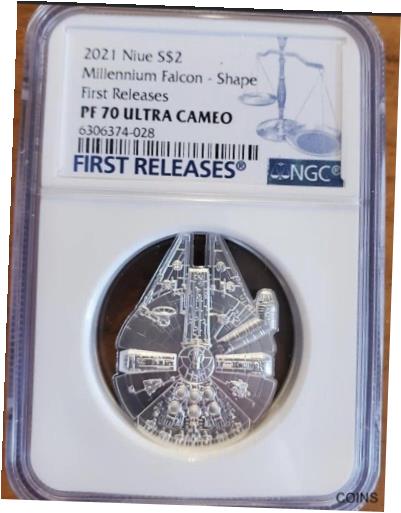 【極美品/品質保証書付】 アンティークコイン コイン 金貨 銀貨 [送料無料] Niue Millenium Falcon 2021 1oz Silver Coin PF70 Ultra Cameo