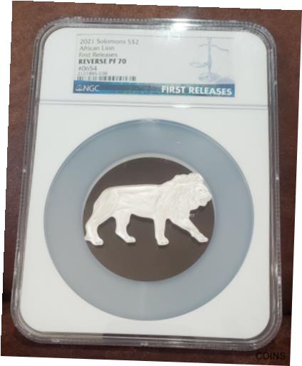  アンティークコイン コイン 金貨 銀貨  2021 NGC Reverse PF 70 SOLOMONS 1oz Silver $2 "AFRICAN LION" #654 / 1st Release