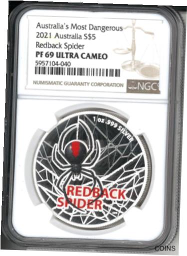  アンティークコイン コイン 金貨 銀貨  2021 Australia Redback Spider Colorized Proof 1 oz Silver Coin PF 69