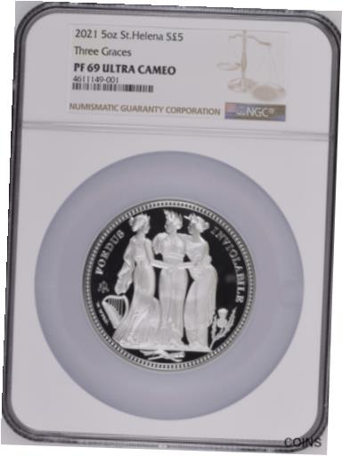  アンティークコイン コイン 金貨 銀貨  2021 Three Graces 5oz Silver Proof Coin NGC PR69/Original box and COA