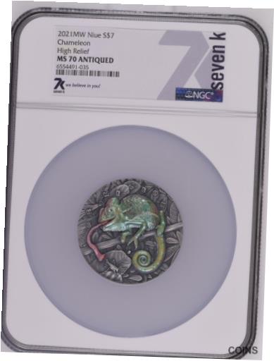 【極美品/品質保証書付】 アンティークコイン コイン 金貨 銀貨 [送料無料] Chameleon 3 oz Silver Coin 2021 MS70