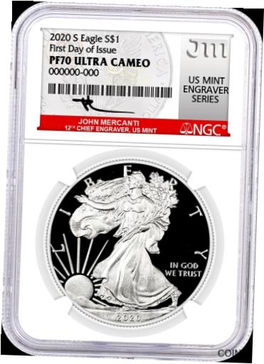 yɔi/iۏ؏tz AeB[NRC RC   [] 2020-S MINT ENGRAVER SILVER EAGLE-NGC PF70-FDOI-MERCANTI-HERALDIC EAGLE DESIGN!!