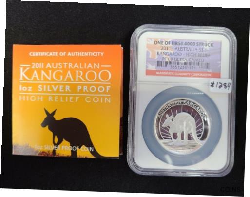 【極美品/品質保証書付】 アンティークコイン 銀貨 2011-P Australia 1 oz Silver Kangaroo High-Relief Coin - NGC Proof 69 UC - Z1284 [送料無料] #sct-wr-012173-626