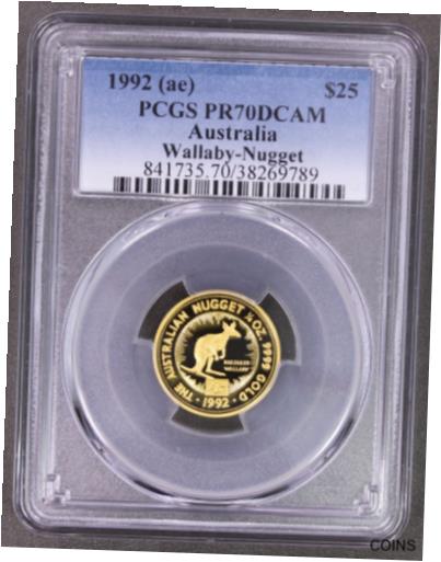  アンティークコイン コイン 金貨 銀貨  1992(ae) $25 Australia Wallaby-Nugget,PCGS PR70DCAM Proof Coin,Rare POPULATION 1