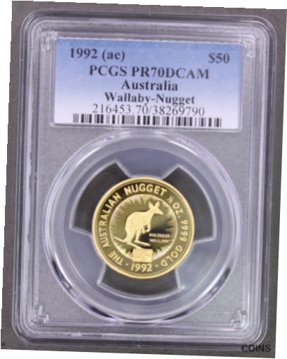  アンティークコイン 硬貨 1992(ae) $50 Australia Wallaby-Nugget,PCGS PR70DCAM Proof Coin,Rare POPULATION 1  #oct-wr-012185-2992