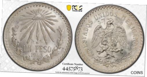 ڶ/ʼݾڽա ƥ  1943 M Mexico Silver Peso KM 455 PCGS MS66 Great Luster and Strike Beauty 1706 [̵] #sot-wr-012186-811