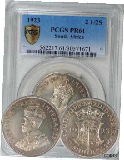  アンティークコイン コイン 金貨 銀貨  1923 South Africa 2.5 Shillings PROOF graded by PCGS PF-61. Mintage- 1402. RARE!