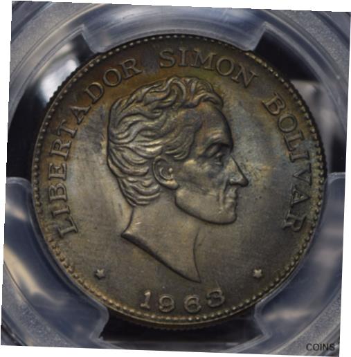  アンティークコイン コイン 金貨 銀貨  Colombia 1963 50 Centavos Eagle animal PCGS MS64 lustrous underneath toning PC05