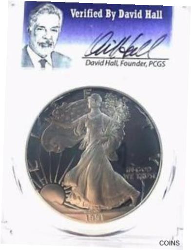  アンティークコイン コイン 金貨 銀貨  PCGS Highest Appraisal 1991-S Eagle Silver Coin Debit Hole Autographed