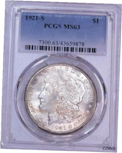 ڶ/ʼݾڽա ƥ    [̵] 1921 S Morgan Silver Dollar PCGS MS63 White Hints of Gold Frosty Luster PQ #B463