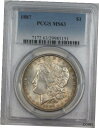 【極美品/品質保証書付】 アンティークコイン コイン 金貨 銀貨 [送料無料] 1887 Morgan Silver Dollar $1 Coin PCGS MS-63 Toned (3A)