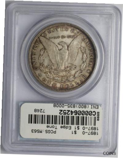 【極美品/品質保証書付】 アンティークコイン 銀貨 1897-O Morgan Edge Tone Silver Dollar PCGS MS63 - 64252A [送料無料] #sot-wr-012198-873 2