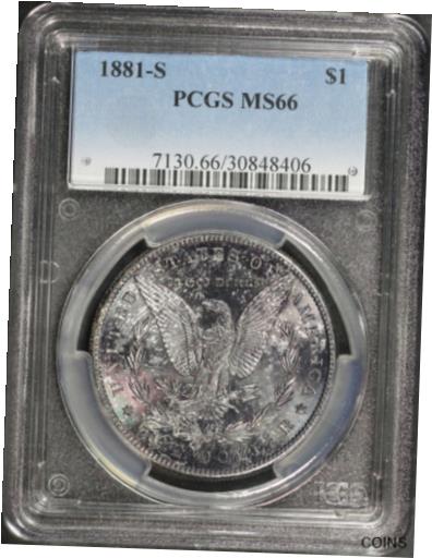  アンティークコイン コイン 金貨 銀貨  1881-S Morgan Dollar PCGS MS-66 Monochromatic Purple Toning!