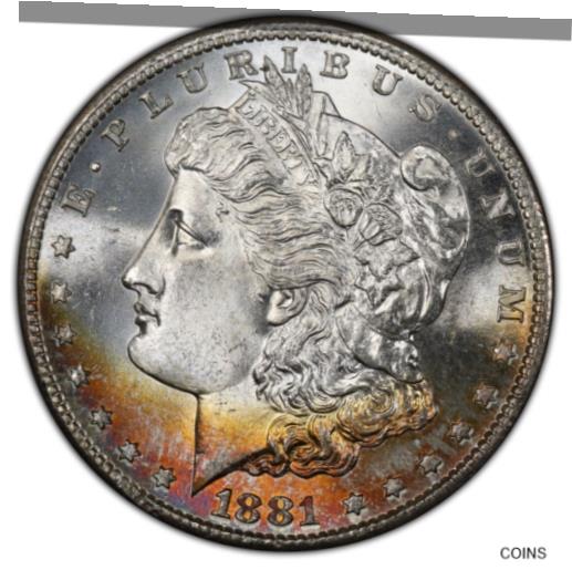 【極美品/品質保証書付】 アンティークコイン コイン 金貨 銀貨 [送料無料] 1881-S Morgan Dollar PCGS MS66 (CAC) - Frosty & Blast White w/ Orange Crescent